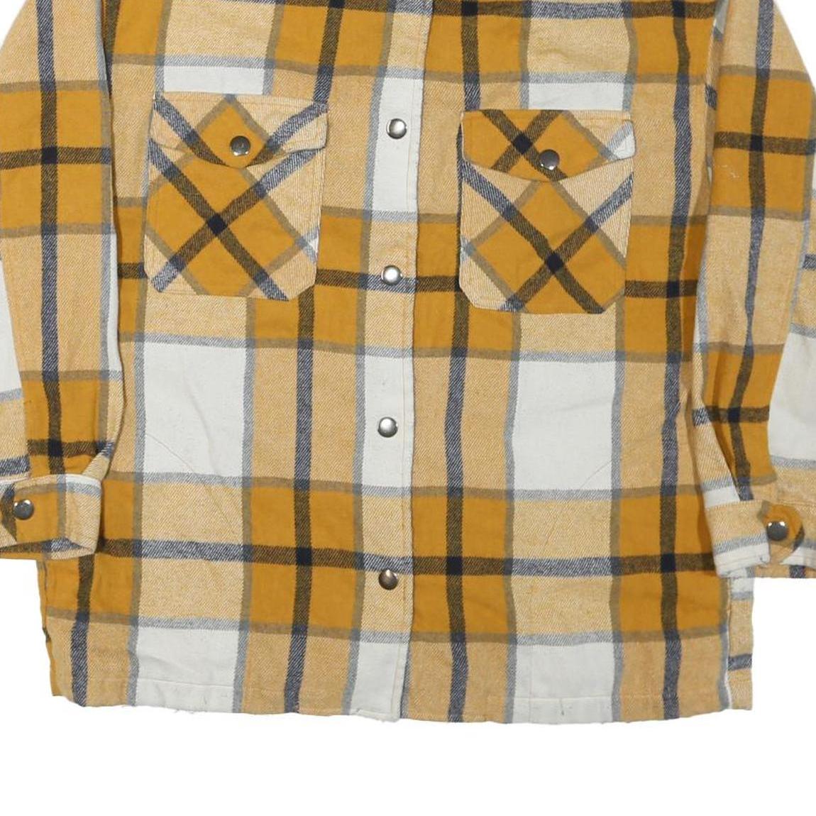 HFX Mens Yellow & White Check Shirt M Long Sleeve Button Closure Cotton Blend