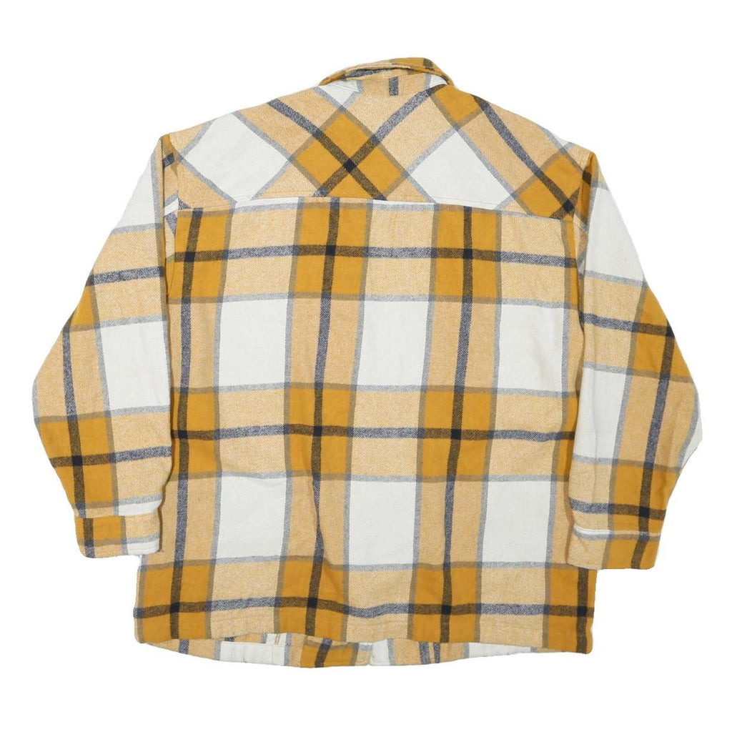 HFX Mens Yellow & White Check Shirt M Long Sleeve Button Closure Cotton Blend