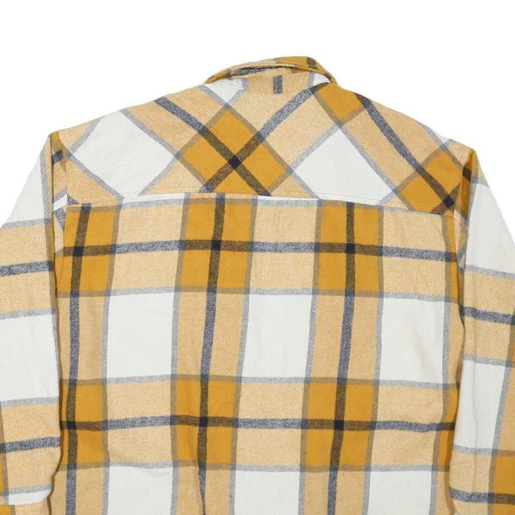 HFX Mens Yellow & White Check Shirt M Long Sleeve Button Closure Cotton Blend