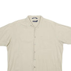 NAUTICA Mens Beige Cotton Blend Casual Shirt XL Button Short Sleeve Pocket