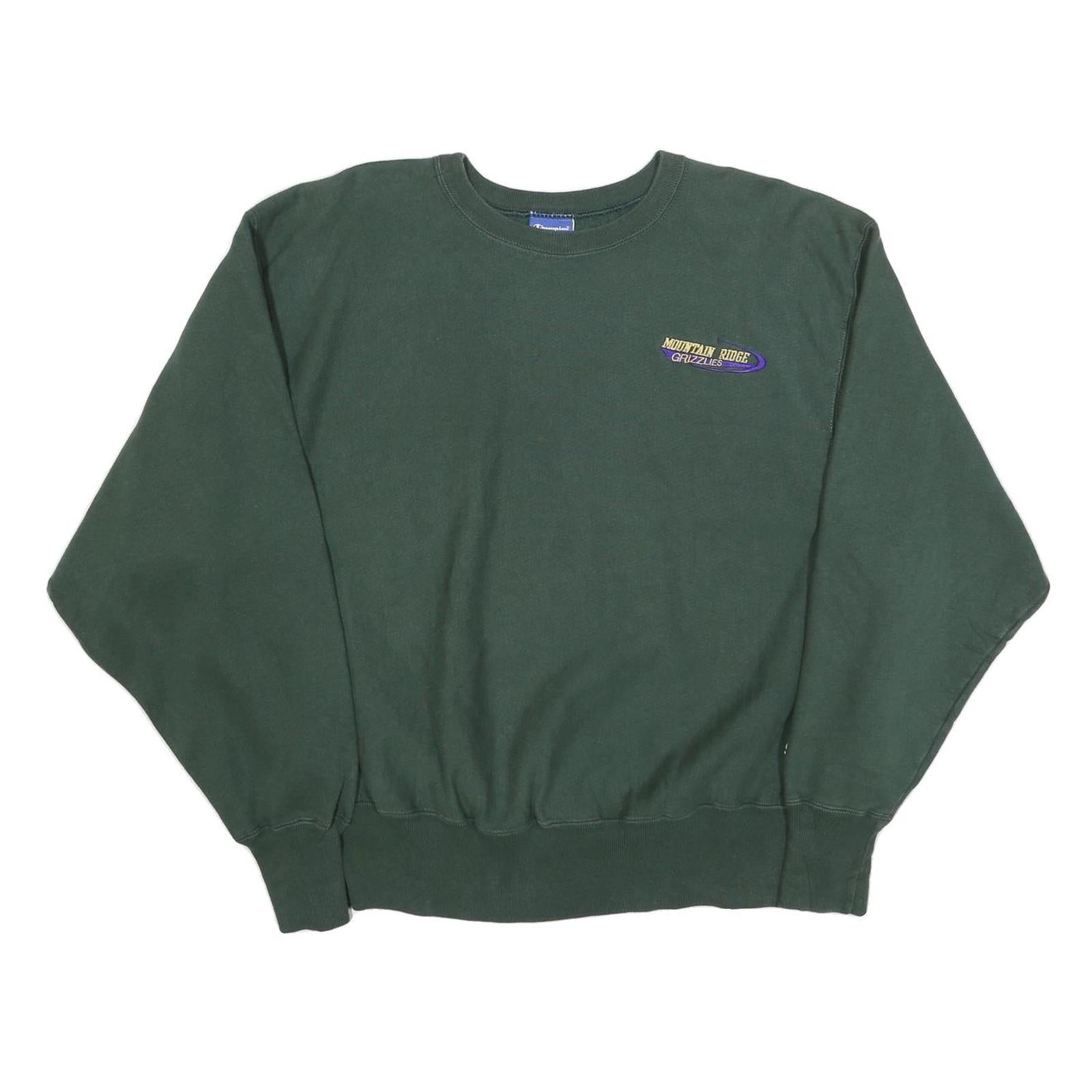 CHAMPION Mens Green Mountain Ridge Grizzlies Crew Neck L Cotton Sweatshirt