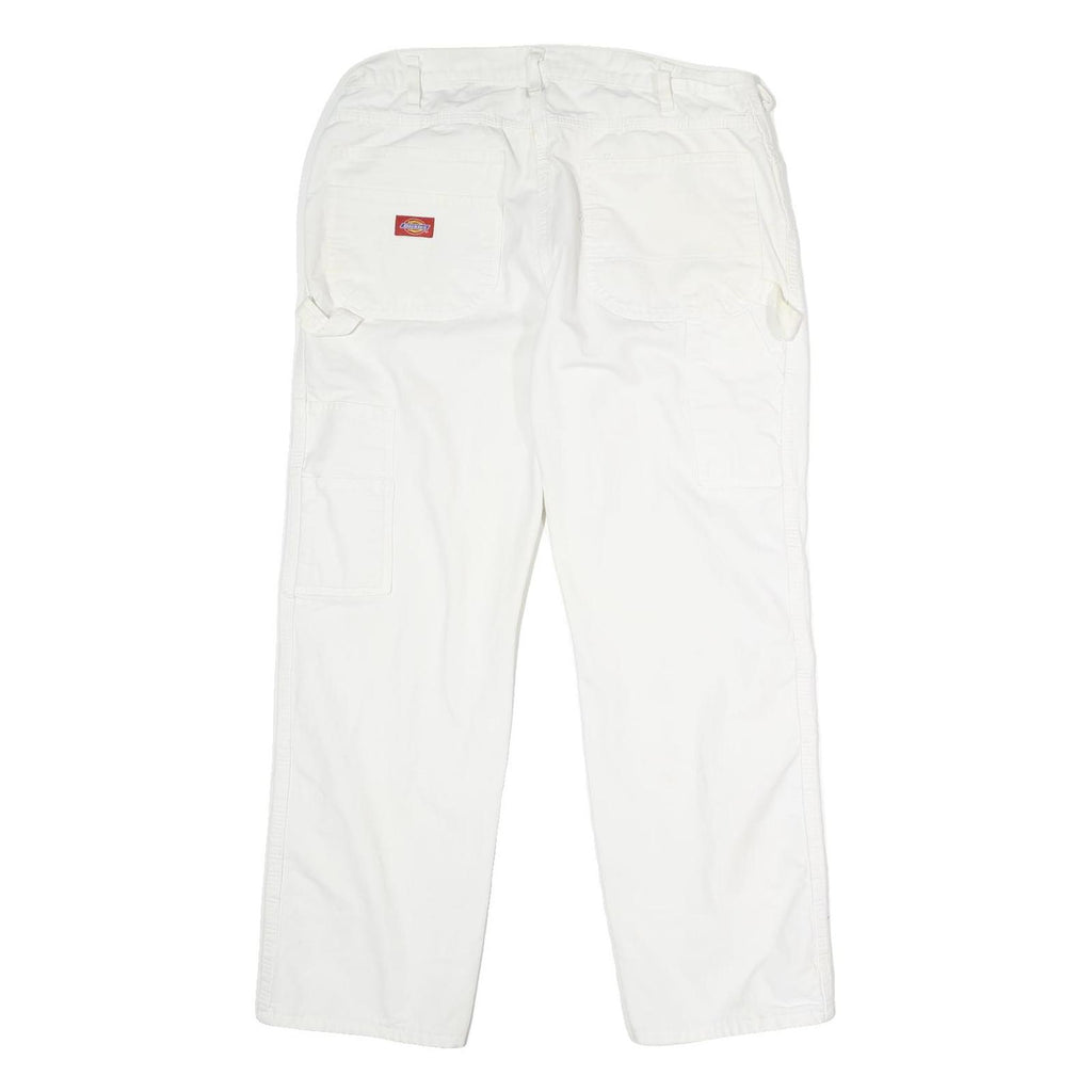 DICKIES Mens Regular Fit White Cotton Straight Leg Jeans W34 L27 Classic