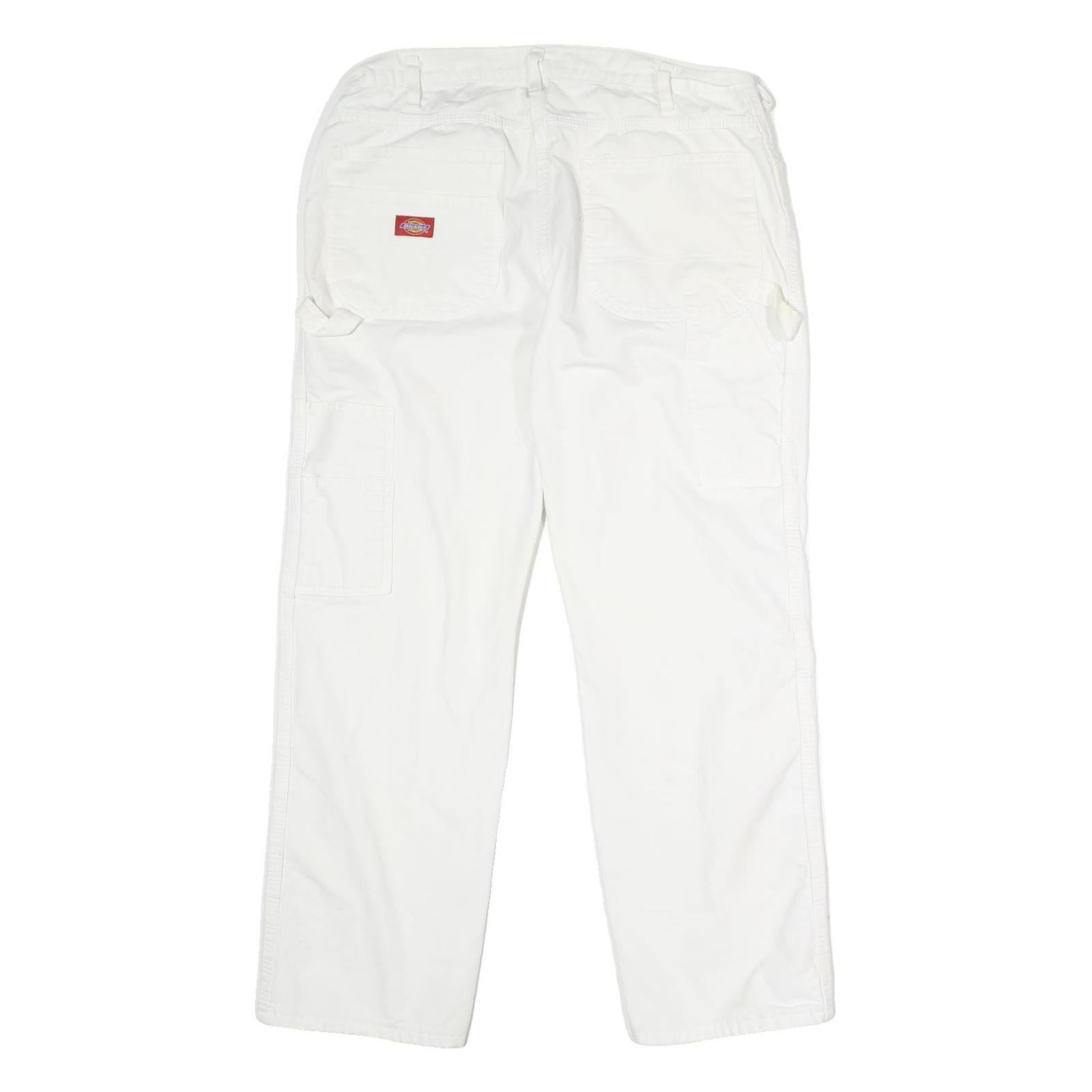 DICKIES Mens Regular Fit White Cotton Straight Leg Jeans W34 L27 Classic