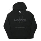 REEBOK Mens Black Hoodie S Cotton Blend Pullover S Zip Pocket