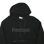 REEBOK Mens Black Hoodie S Cotton Blend Pullover S Zip Pocket