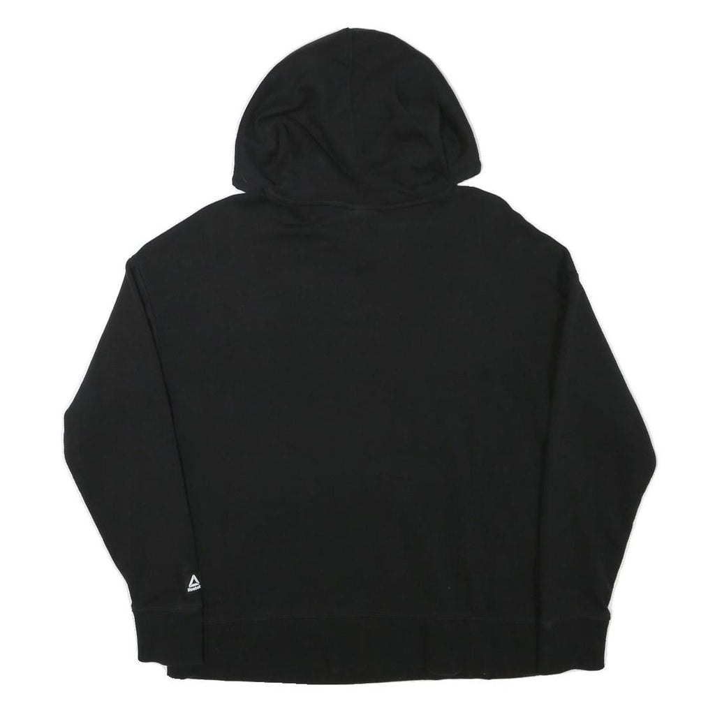 REEBOK Mens Black Hoodie S Cotton Blend Pullover S Zip Pocket