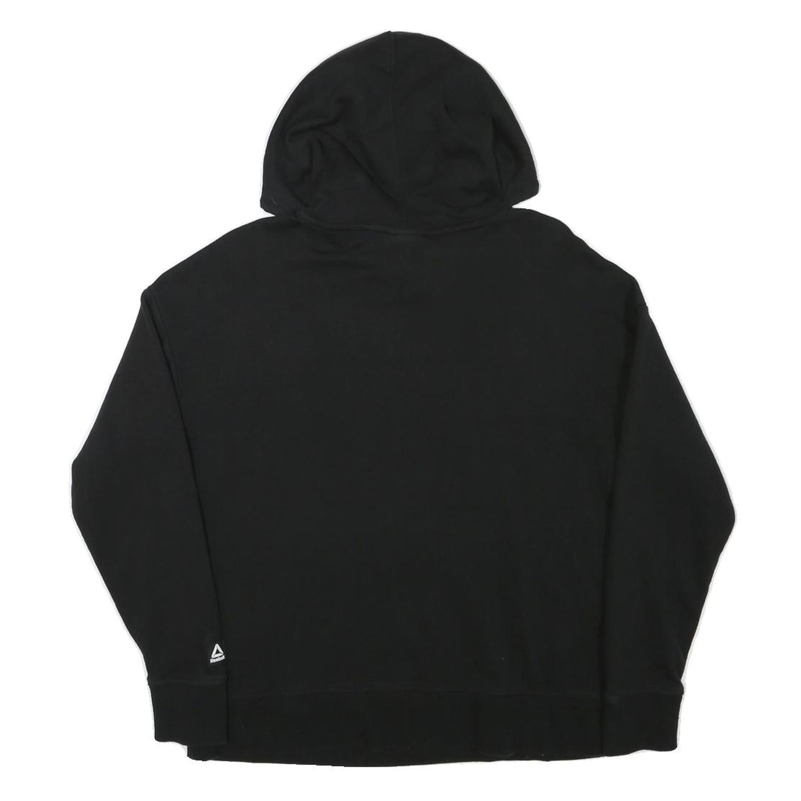 REEBOK Mens Black Hoodie S Cotton Blend Pullover S Zip Pocket