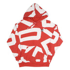 ADIDAS Womens Red & White Graphic Pullover Hoodie UK 14 Casual Streetwear