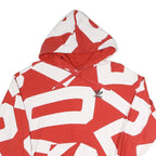 ADIDAS Womens Red & White Graphic Pullover Hoodie UK 14 Casual Streetwear
