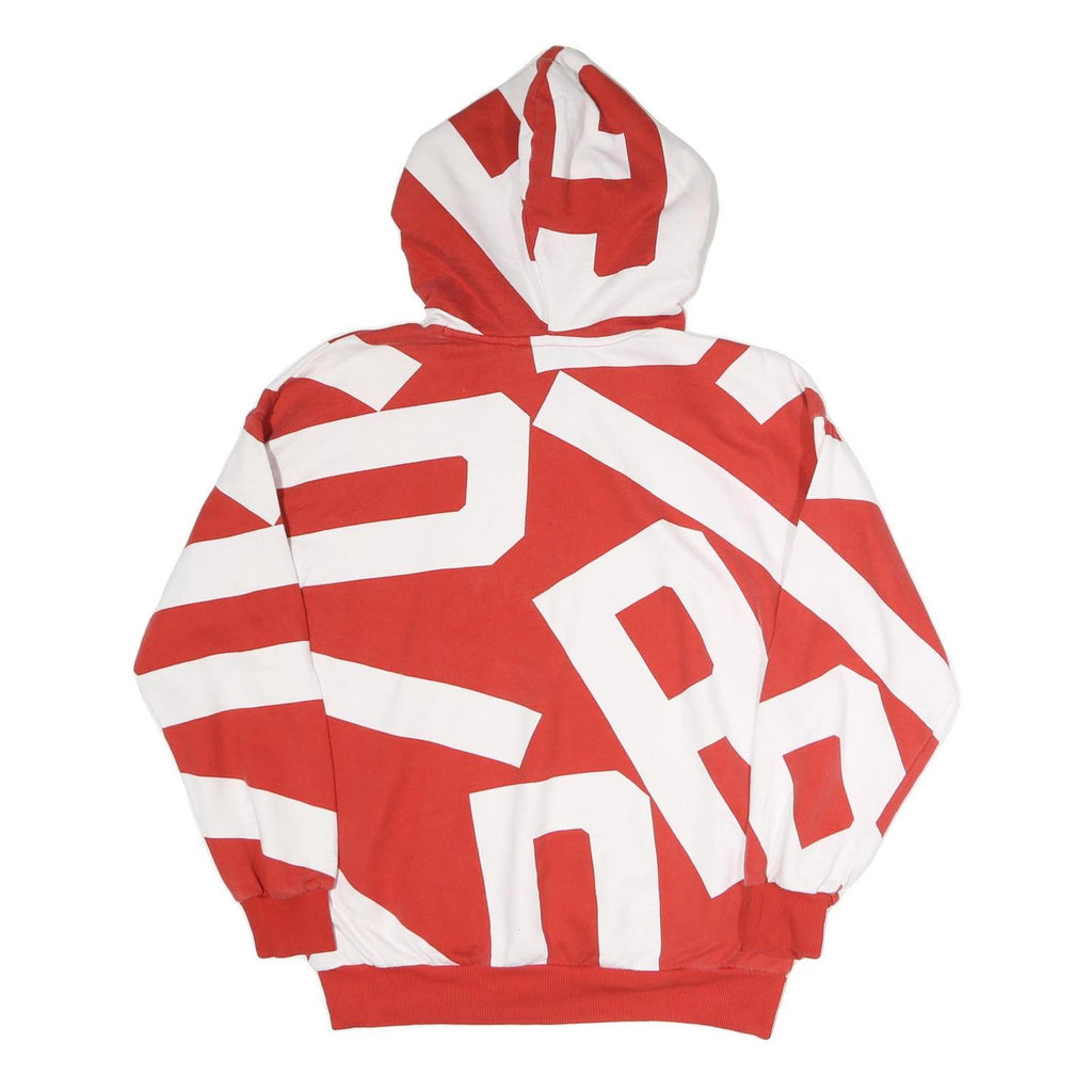 ADIDAS Womens Red & White Graphic Pullover Hoodie UK 14 Casual Streetwear
