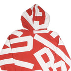 ADIDAS Womens Red & White Graphic Pullover Hoodie UK 14 Casual Streetwear