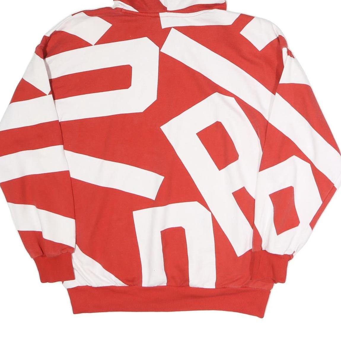 ADIDAS Womens Red & White Graphic Pullover Hoodie UK 14 Casual Streetwear