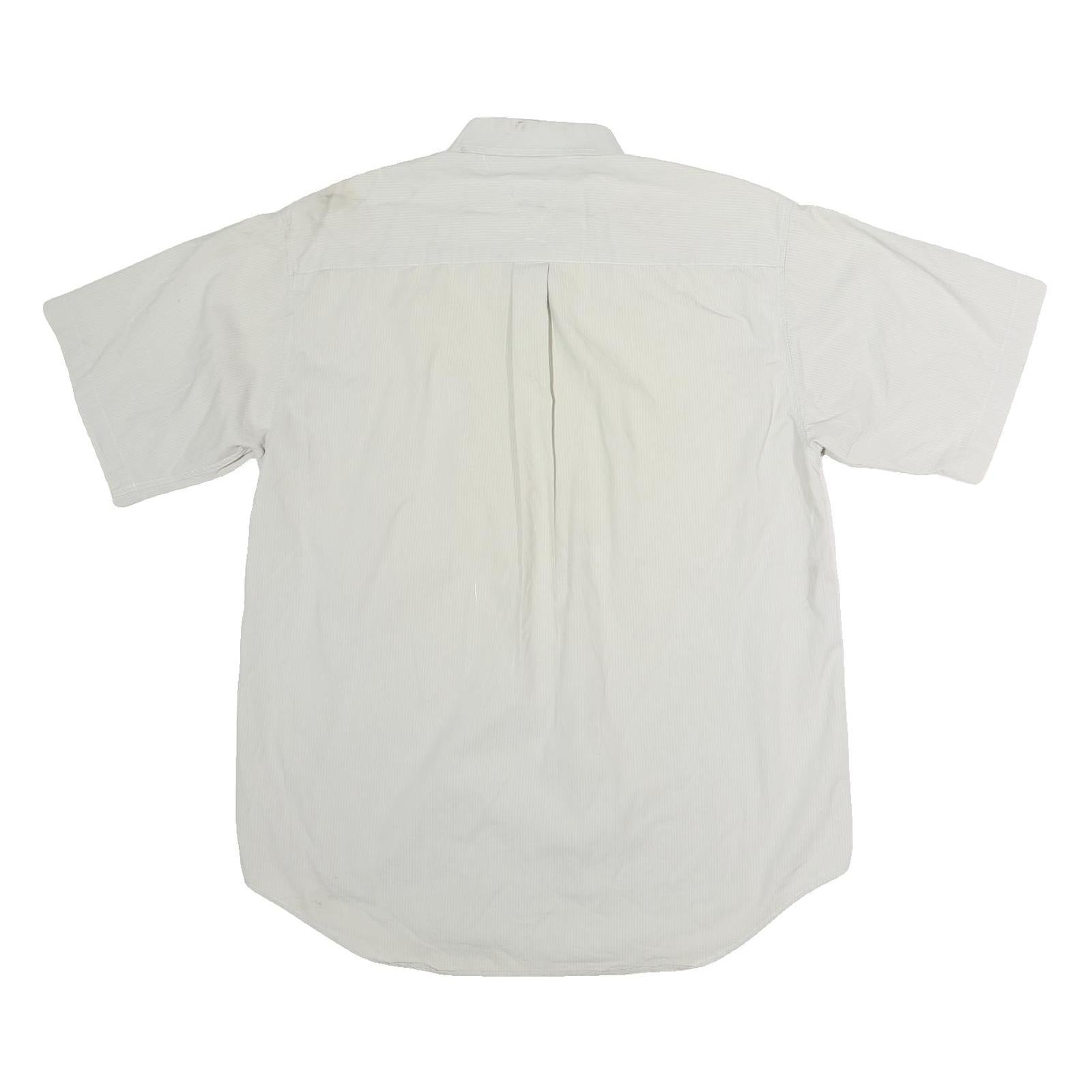 TOMMY HILFIGER Mens Cream Short Sleeve Shirt L Cotton Button Down Chest Pocket