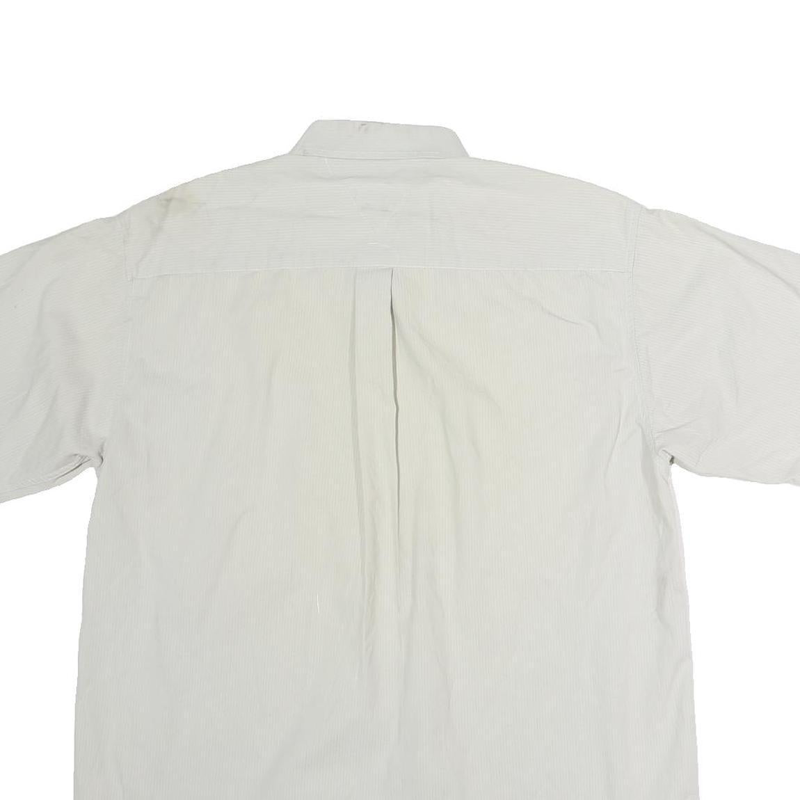 TOMMY HILFIGER Mens Cream Short Sleeve Shirt L Cotton Button Down Chest Pocket