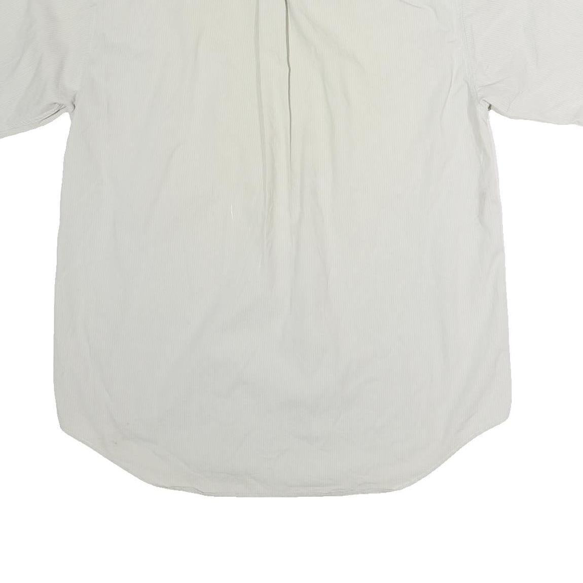 TOMMY HILFIGER Mens Cream Short Sleeve Shirt L Cotton Button Down Chest Pocket