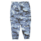 BERSHKA Camo Cargo Womens Trousers Blue Regular Tapered W32 L23