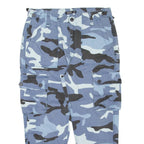 BERSHKA Camo Cargo Womens Trousers Blue Regular Tapered W32 L23