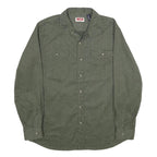 WRANGLER Mens Green L Cotton Blend Shirt Long Sleeve Button Two Pocket Casual