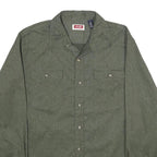 WRANGLER Mens Green L Cotton Blend Shirt Long Sleeve Button Two Pocket Casual