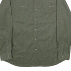 WRANGLER Mens Green L Cotton Blend Shirt Long Sleeve Button Two Pocket Casual