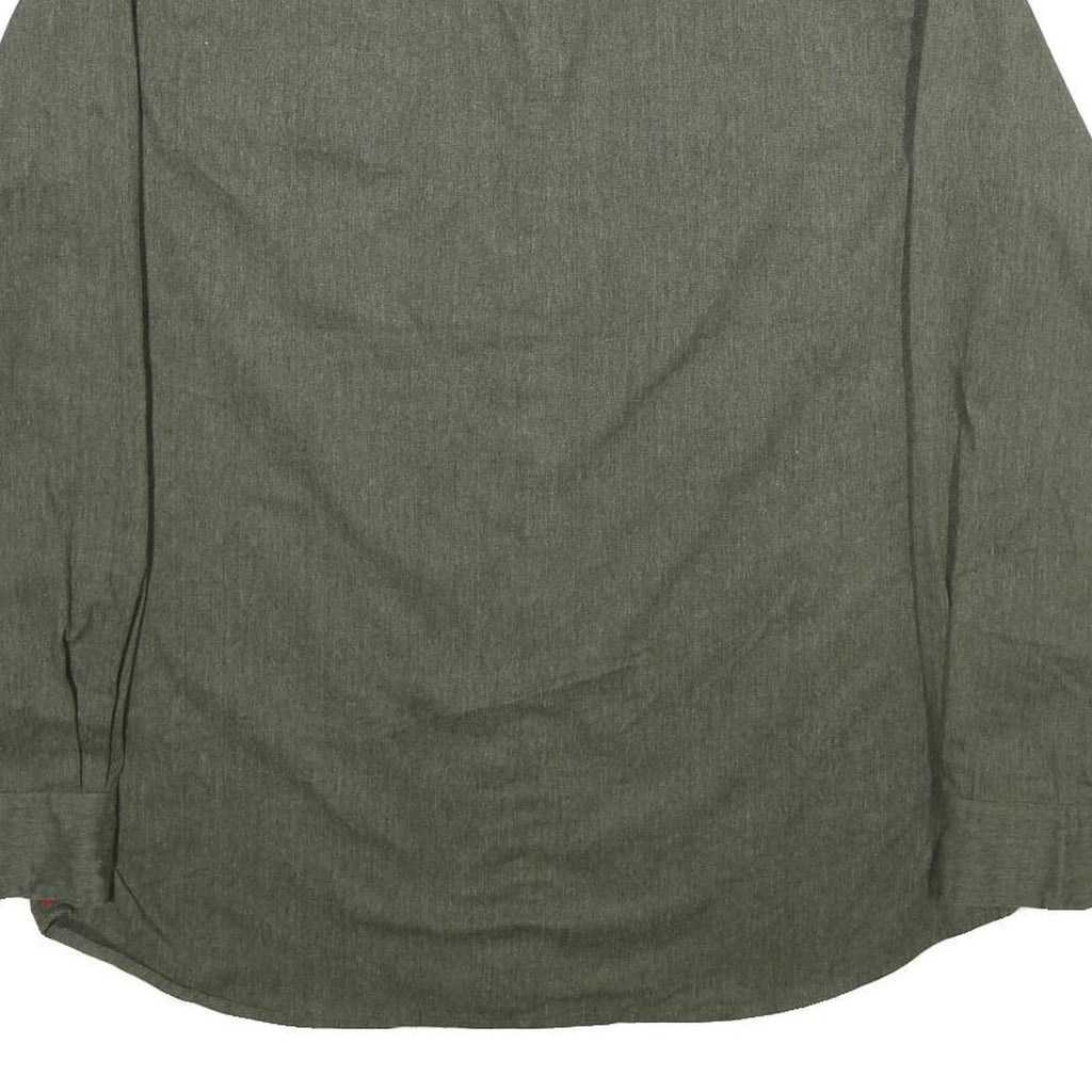 WRANGLER Mens Green L Cotton Blend Shirt Long Sleeve Button Two Pocket Casual