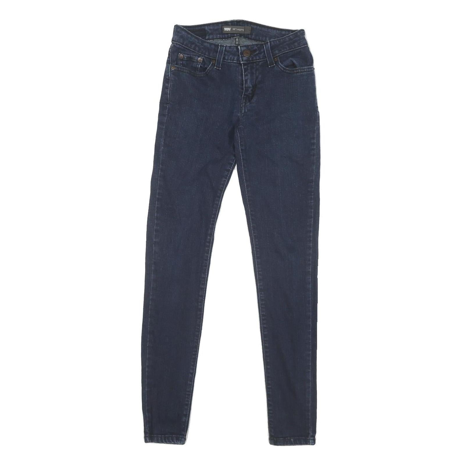 LEVI'S Womens Regular Skinny Denim Jeans Dark Blue Zip W24 L29 Classic Fit