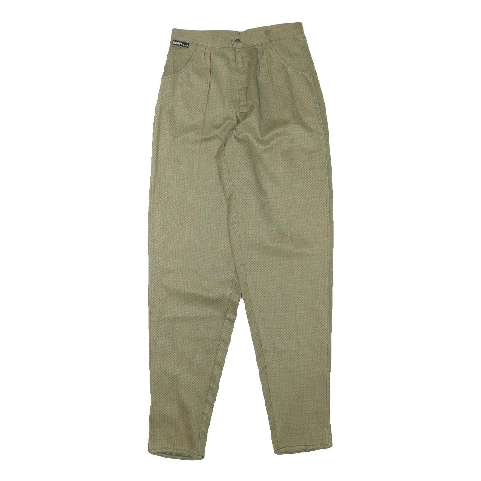 AL MARS Womens Cotton Blend Beige Relaxed Tapered Trousers W25 L32 Stylish