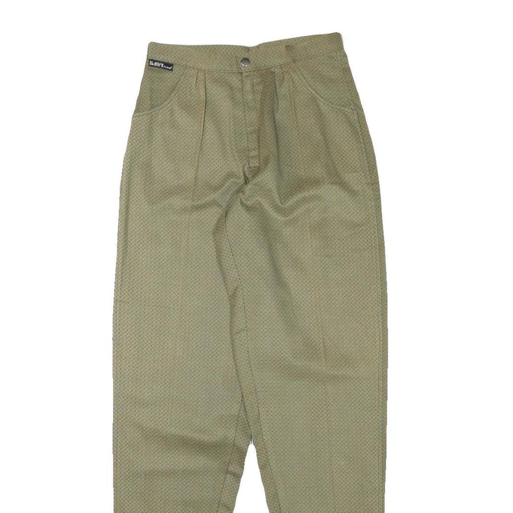 AL MARS Womens Cotton Blend Beige Relaxed Tapered Trousers W25 L32 Stylish