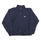 REEBOK Mens Navy Blue Sports Jacket L Nylon Plain Zip Lightweight Casual
