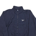 REEBOK Mens Navy Blue Sports Jacket L Nylon Plain Zip Lightweight Casual