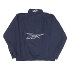 REEBOK Mens Navy Blue Sports Jacket L Nylon Plain Zip Lightweight Casual