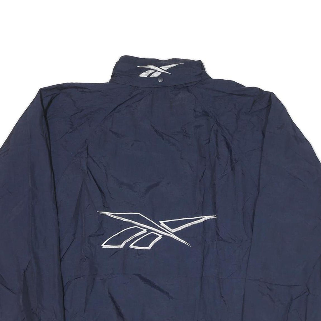 REEBOK Mens Navy Blue Sports Jacket L Nylon Plain Zip Lightweight Casual