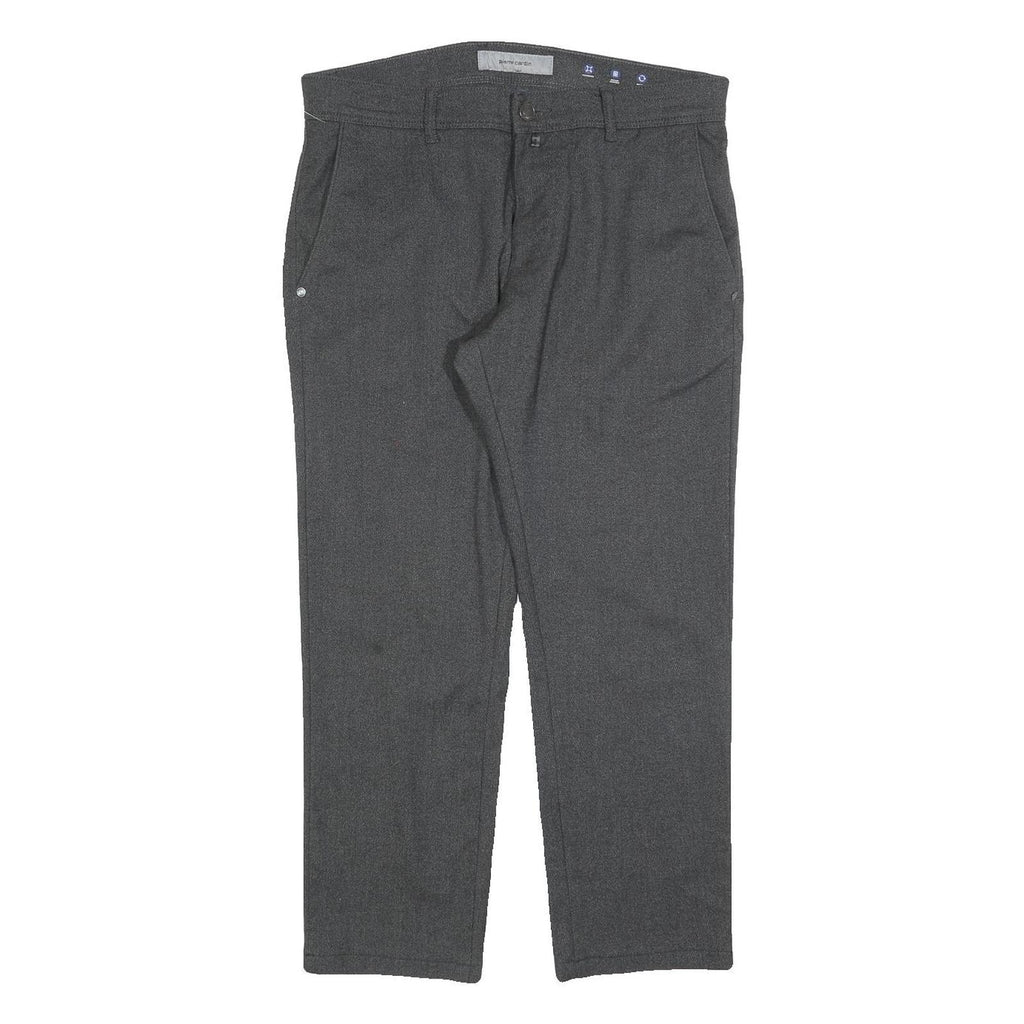 PIERRE CARDIN Mens Cotton Blend Grey Regular Fit Straight Trousers W34 L27 Smart