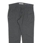 PIERRE CARDIN Mens Cotton Blend Grey Regular Fit Straight Trousers W34 L27 Smart