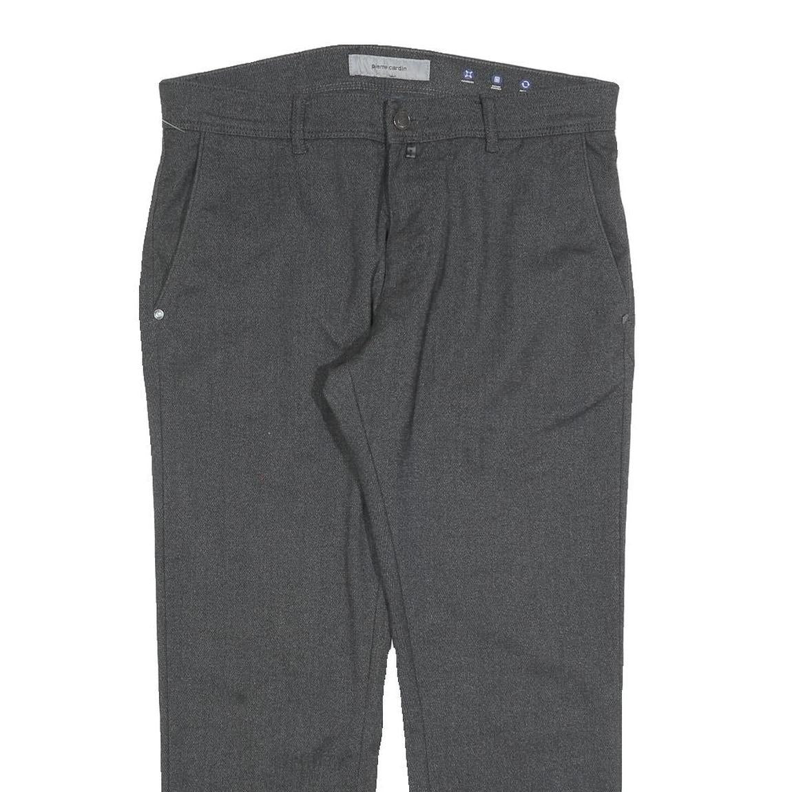 PIERRE CARDIN Mens Cotton Blend Grey Regular Fit Straight Trousers W34 L27 Smart