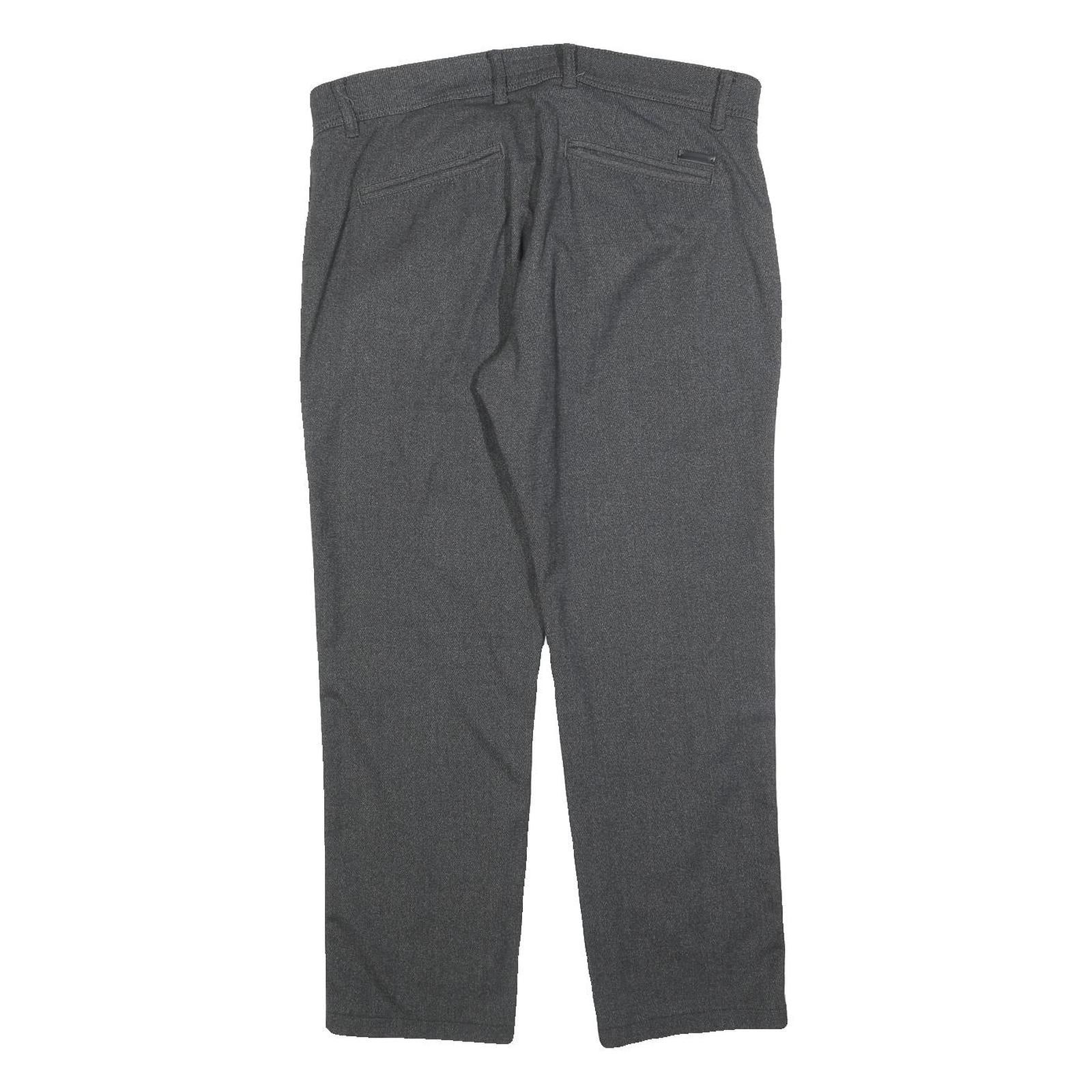 PIERRE CARDIN Mens Cotton Blend Grey Regular Fit Straight Trousers W34 L27 Smart