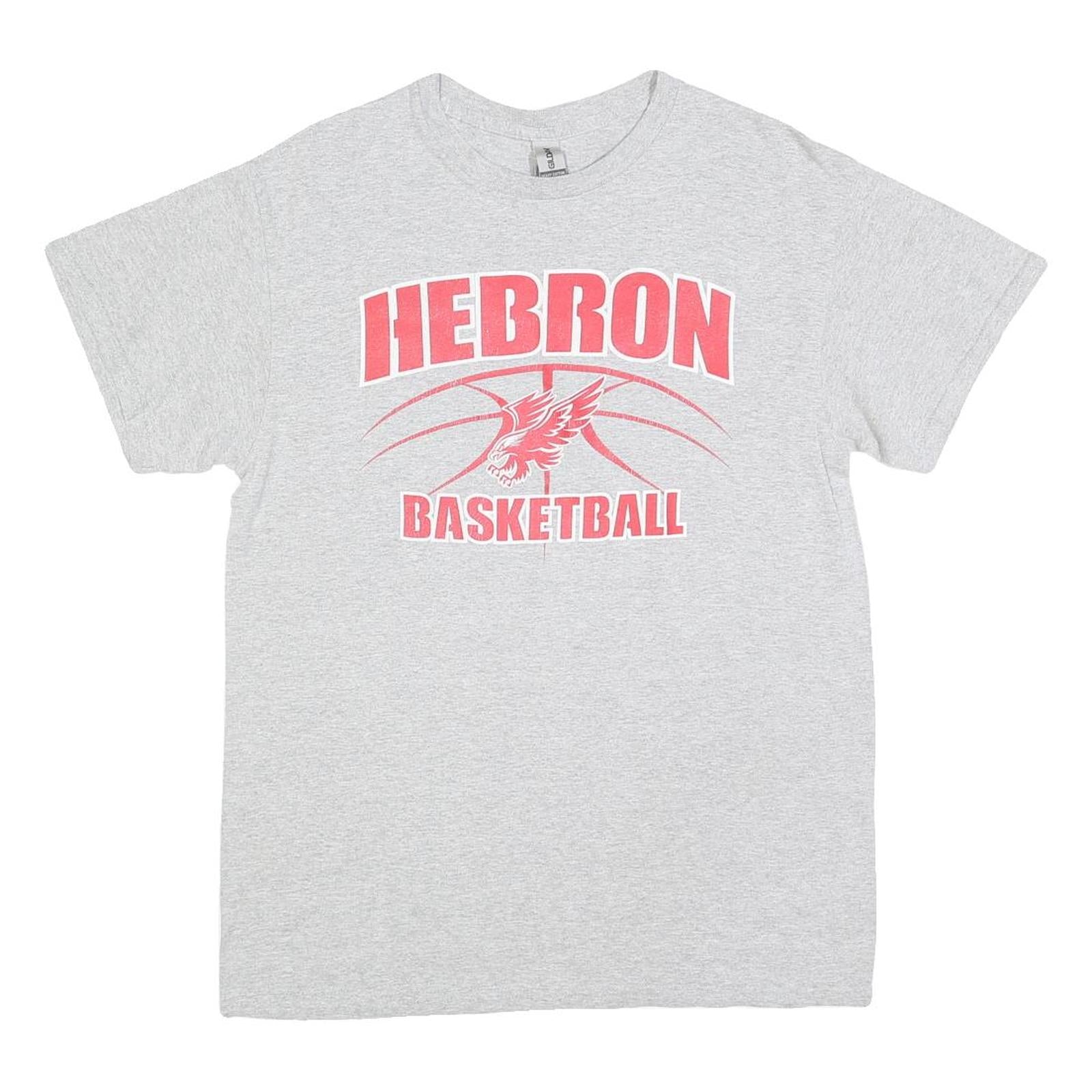 GILDAN Mens Grey Hebron Basketball Graphic T-Shirt M Short Sleeve Crew Neck