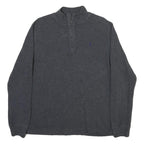 POLO RALPH LAUREN Womens Grey Cotton Blend Plain Pullover Jumper XL Half Zip