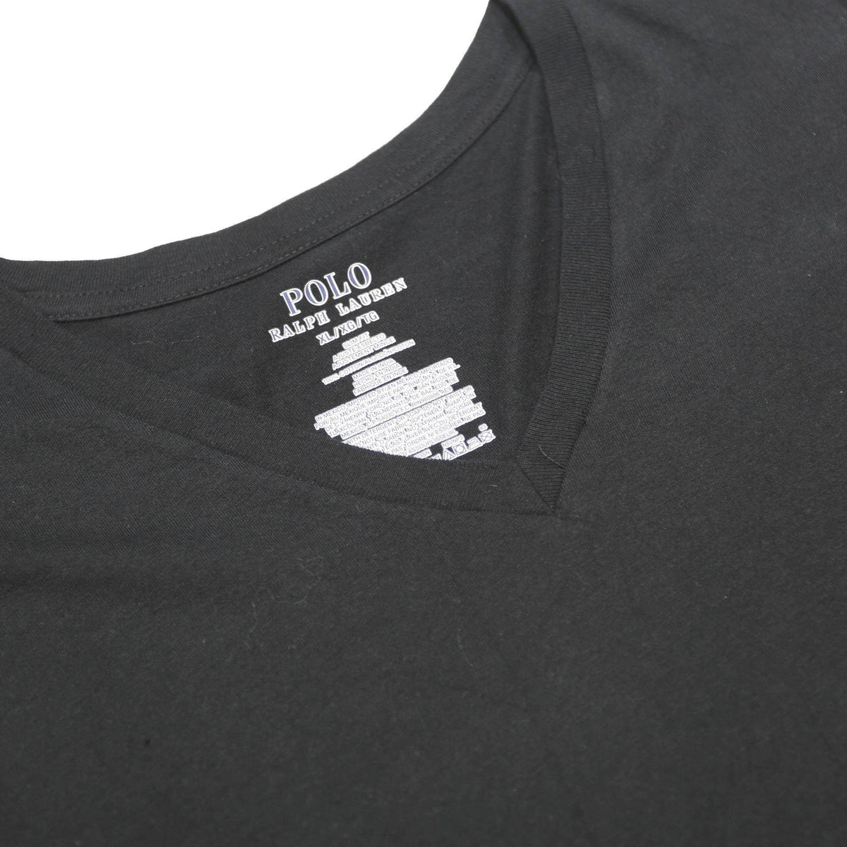 POLO RALPH LAUREN Mens Black V-Neck T-Shirt XL Cotton Short Sleeve Plain