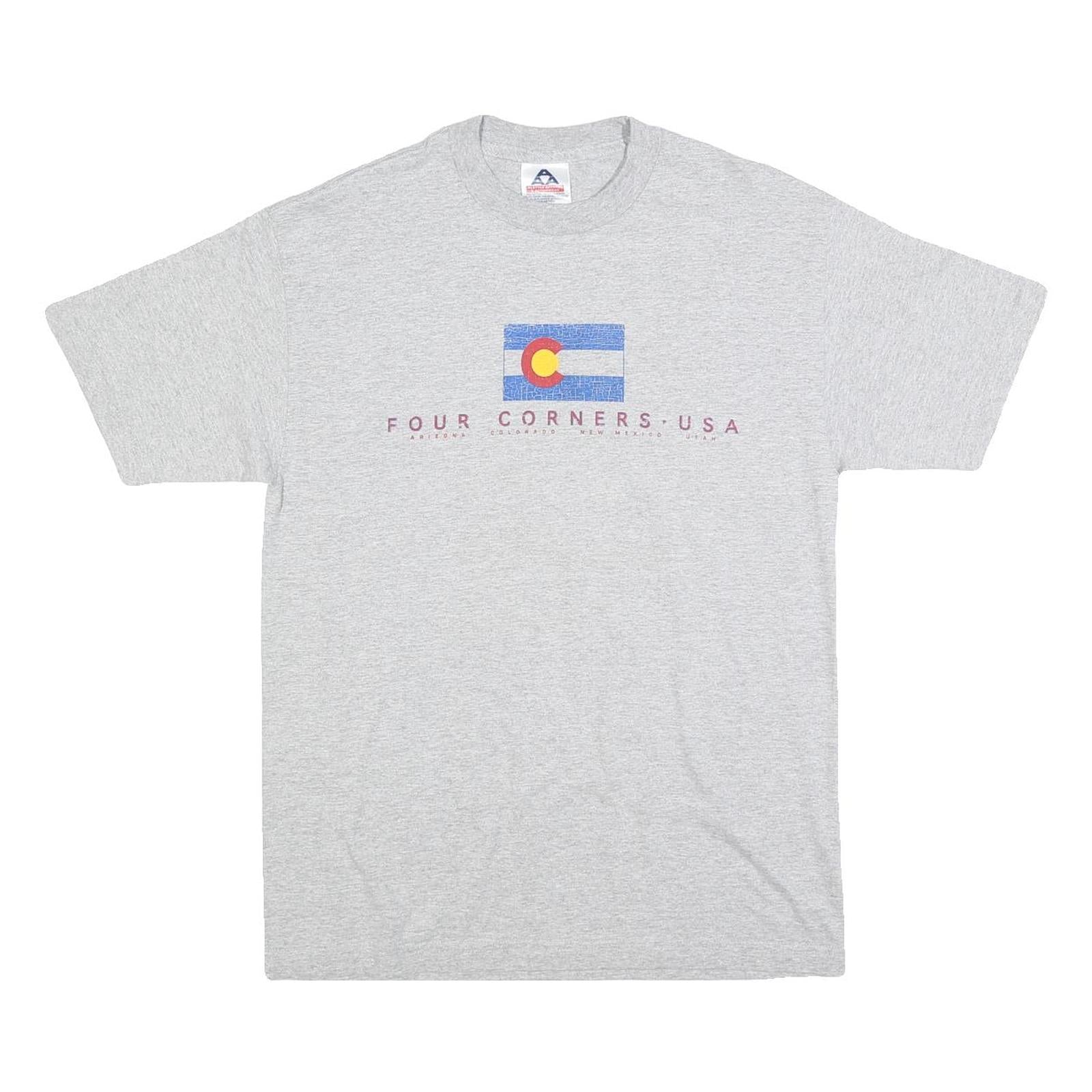 ALSTYLE Mens Grey Four Corners USA Graphic T-Shirt M Short Sleeve Crew Neck