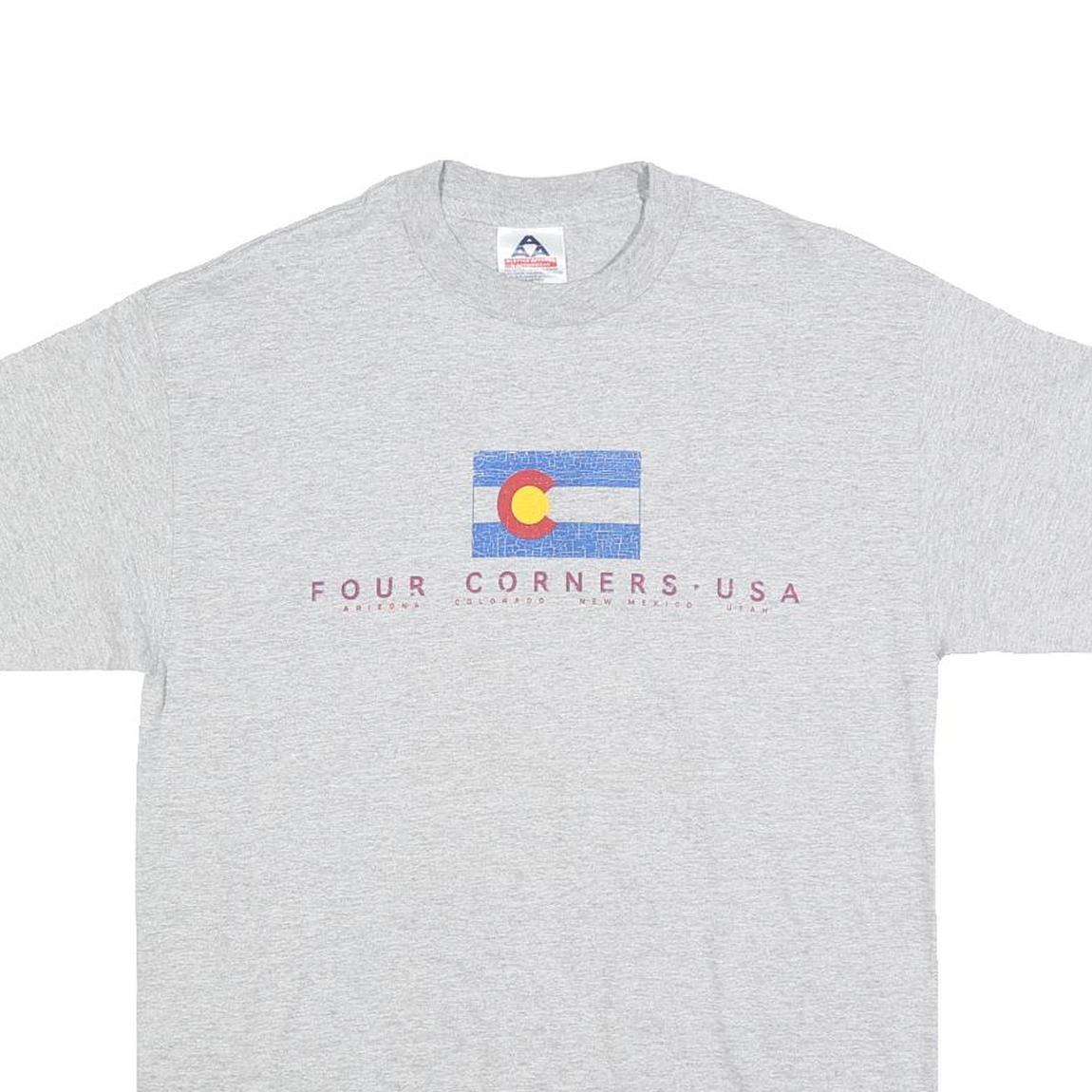 ALSTYLE Mens Grey Four Corners USA Graphic T-Shirt M Short Sleeve Crew Neck