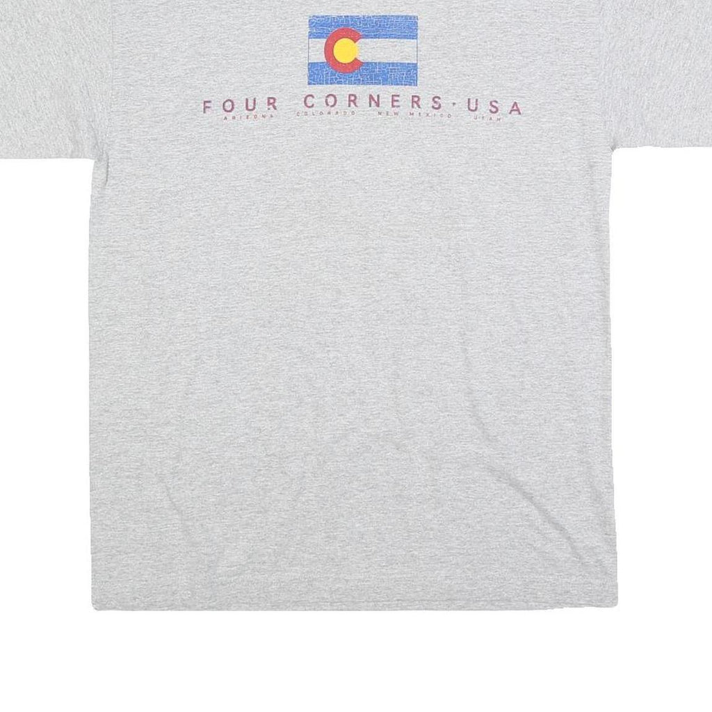 ALSTYLE Mens Grey Four Corners USA Graphic T-Shirt M Short Sleeve Crew Neck