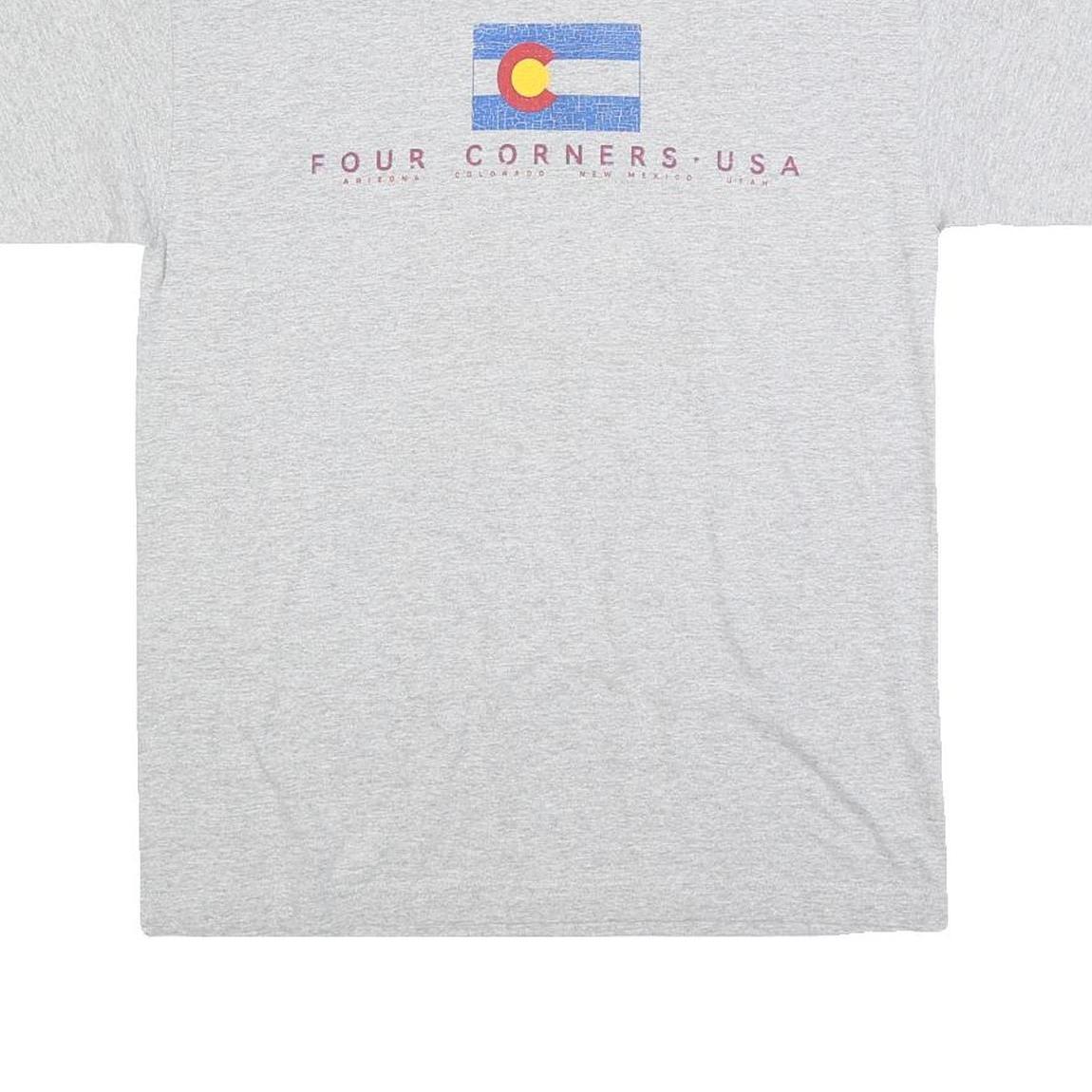 ALSTYLE Mens Grey Four Corners USA Graphic T-Shirt M Short Sleeve Crew Neck