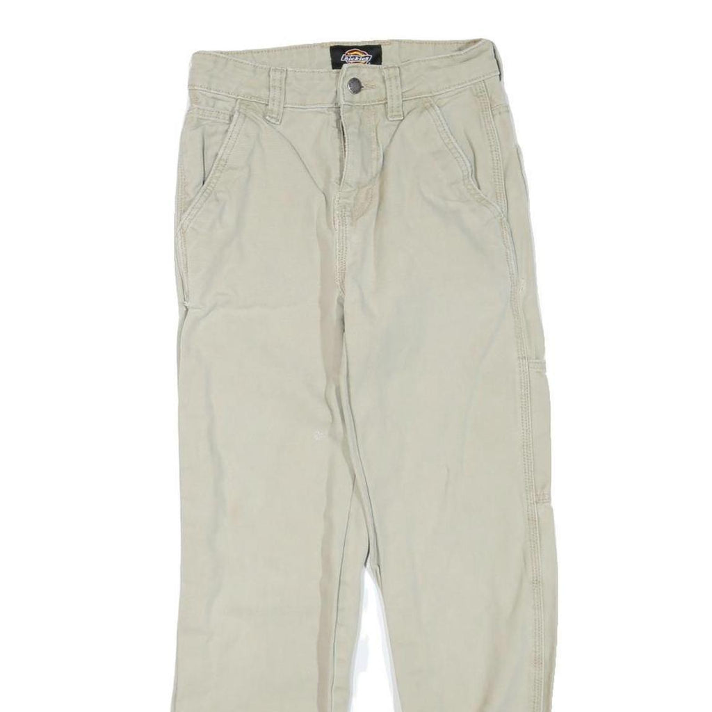 DICKIES Mens Cotton Blend Beige Regular Straight Trousers W26 L27 Workwear
