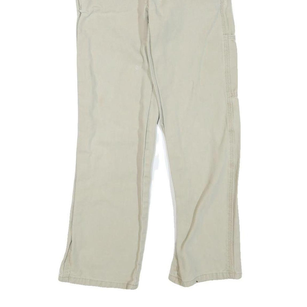 DICKIES Mens Cotton Blend Beige Regular Straight Trousers W26 L27 Workwear