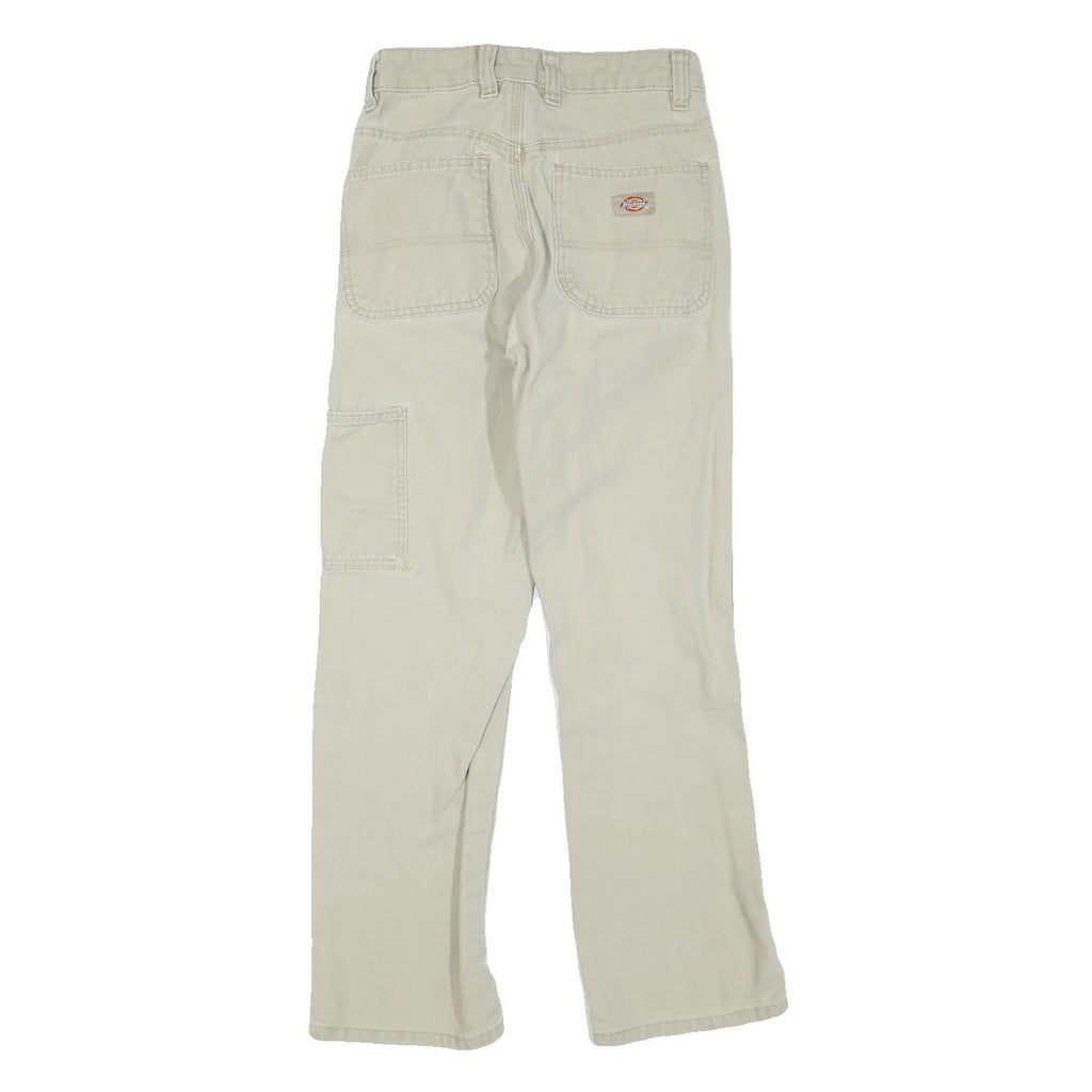 DICKIES Mens Cotton Blend Beige Regular Straight Trousers W26 L27 Workwear