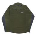 BERGHAUS Mens Green & Grey Plain Pullover Crew Neck Fleece L Outdoor Hiking Wear
