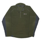 BERGHAUS Mens Green & Grey Plain Pullover Crew Neck Fleece L Outdoor Hiking Wear
