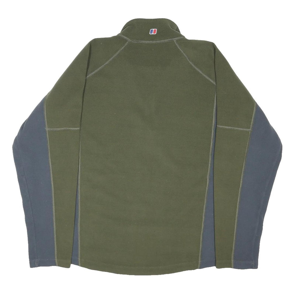 BERGHAUS Mens Green & Grey Plain Pullover Crew Neck Fleece L Outdoor Hiking Wear