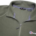 BERGHAUS Mens Green & Grey Plain Pullover Crew Neck Fleece L Outdoor Hiking Wear
